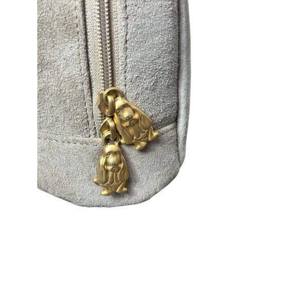 Vintage beige suede purse with basset hound zipper pulls - Picture 7 of 10